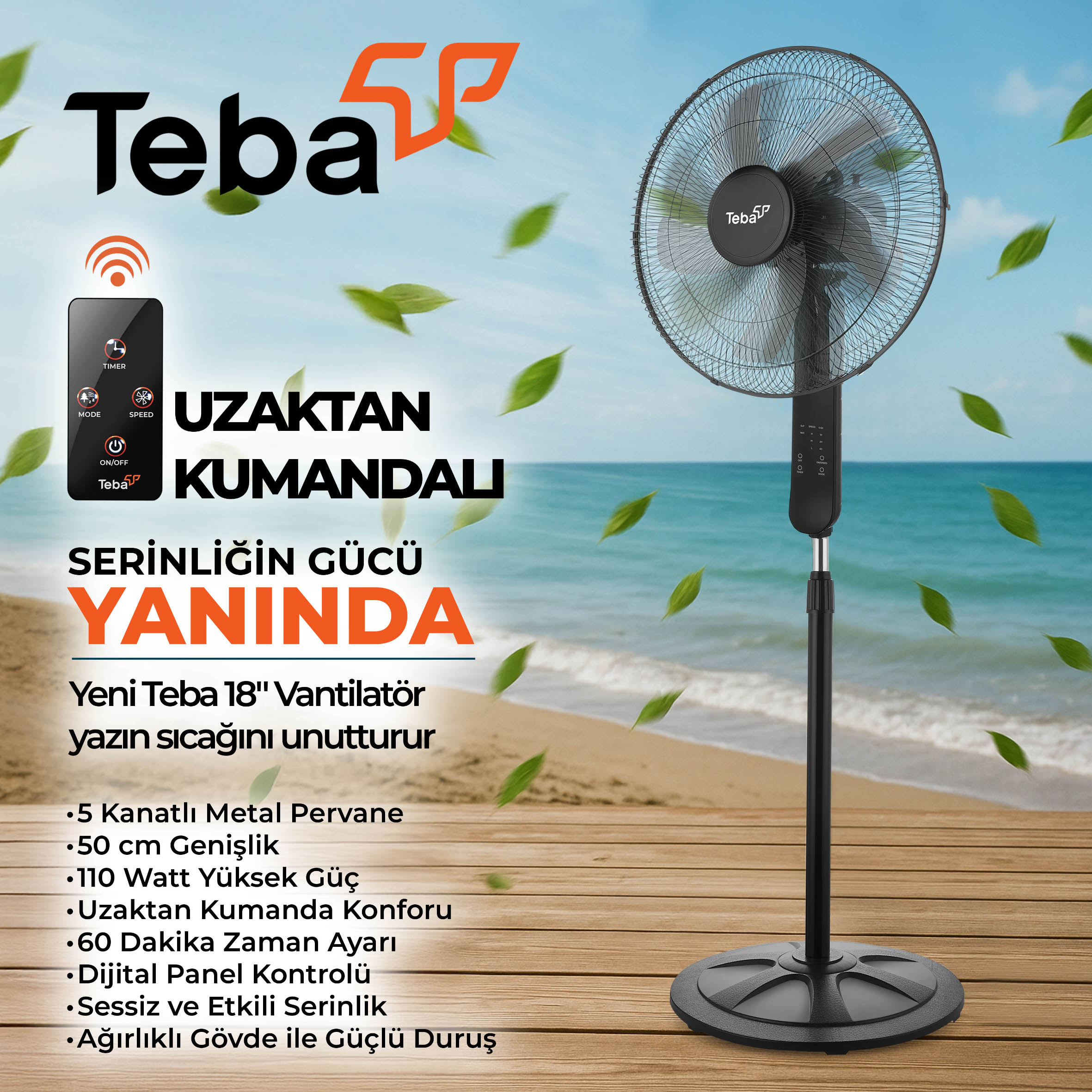 TV-2500 UK 18 UZAKTAN KUMANDALI VANTİLATÖR