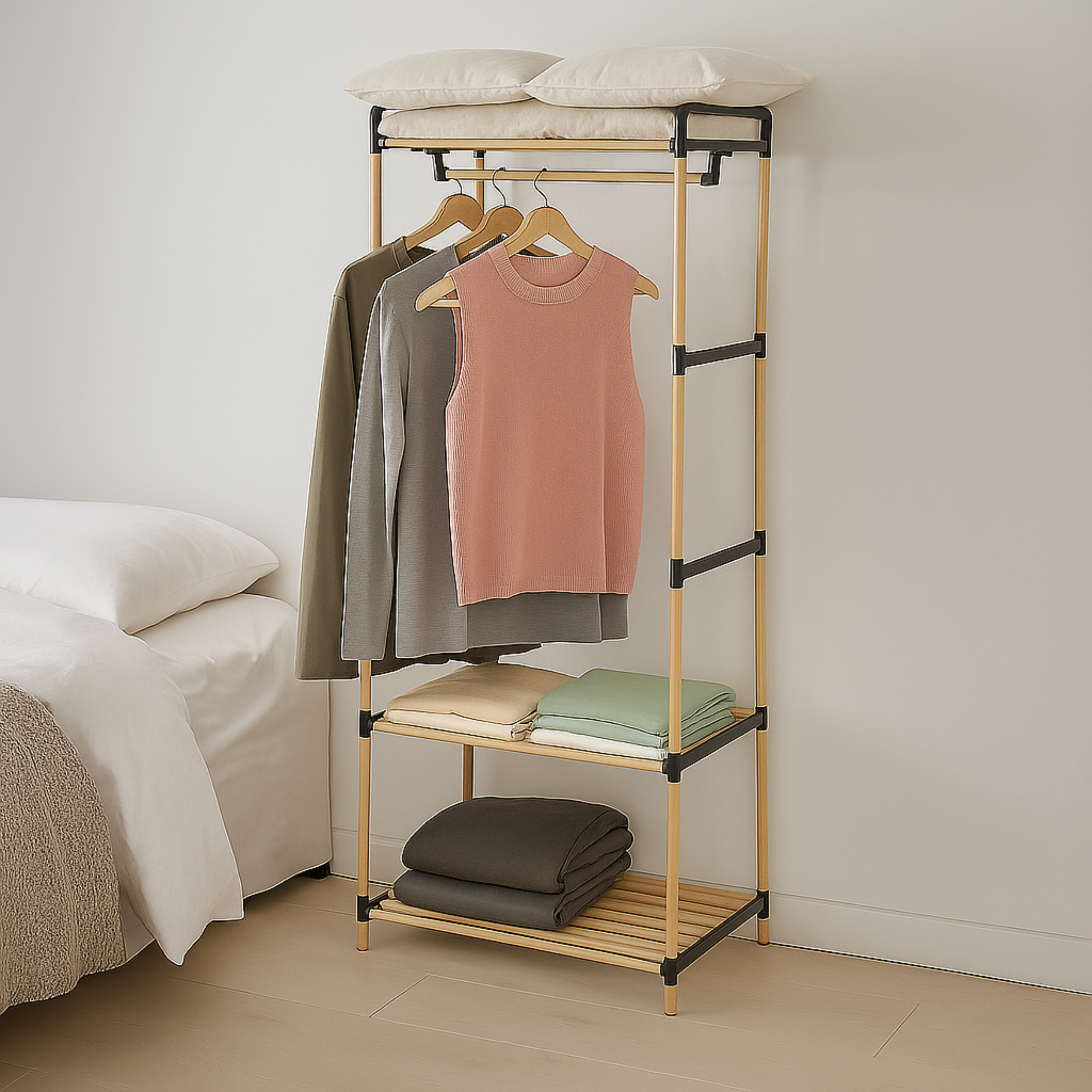 MASİF ÇAM AHŞAP AÇIK GARDROP