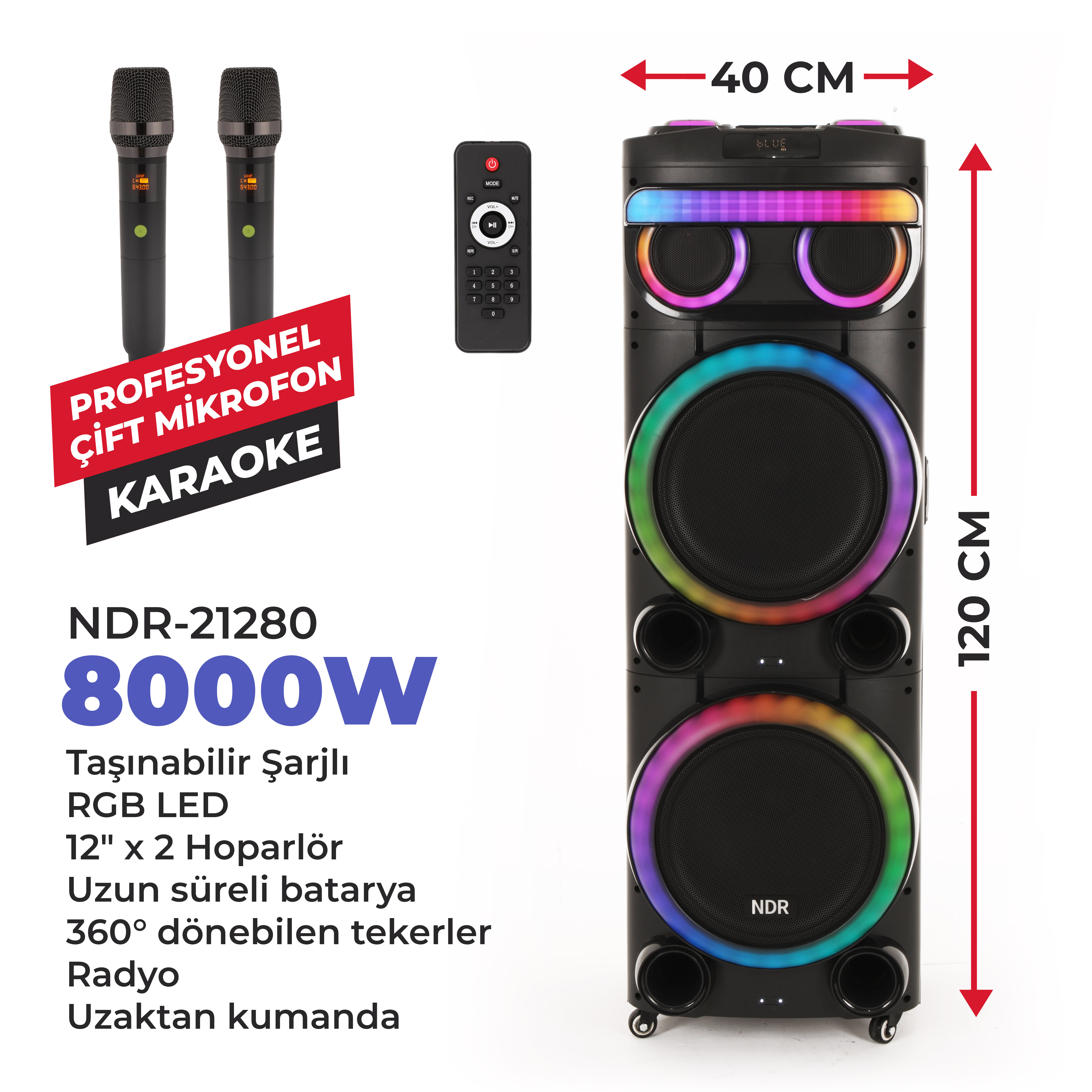 NDR–21280 ŞARJLI BLUETOOTH KARAOKE SES SİSTEMİ