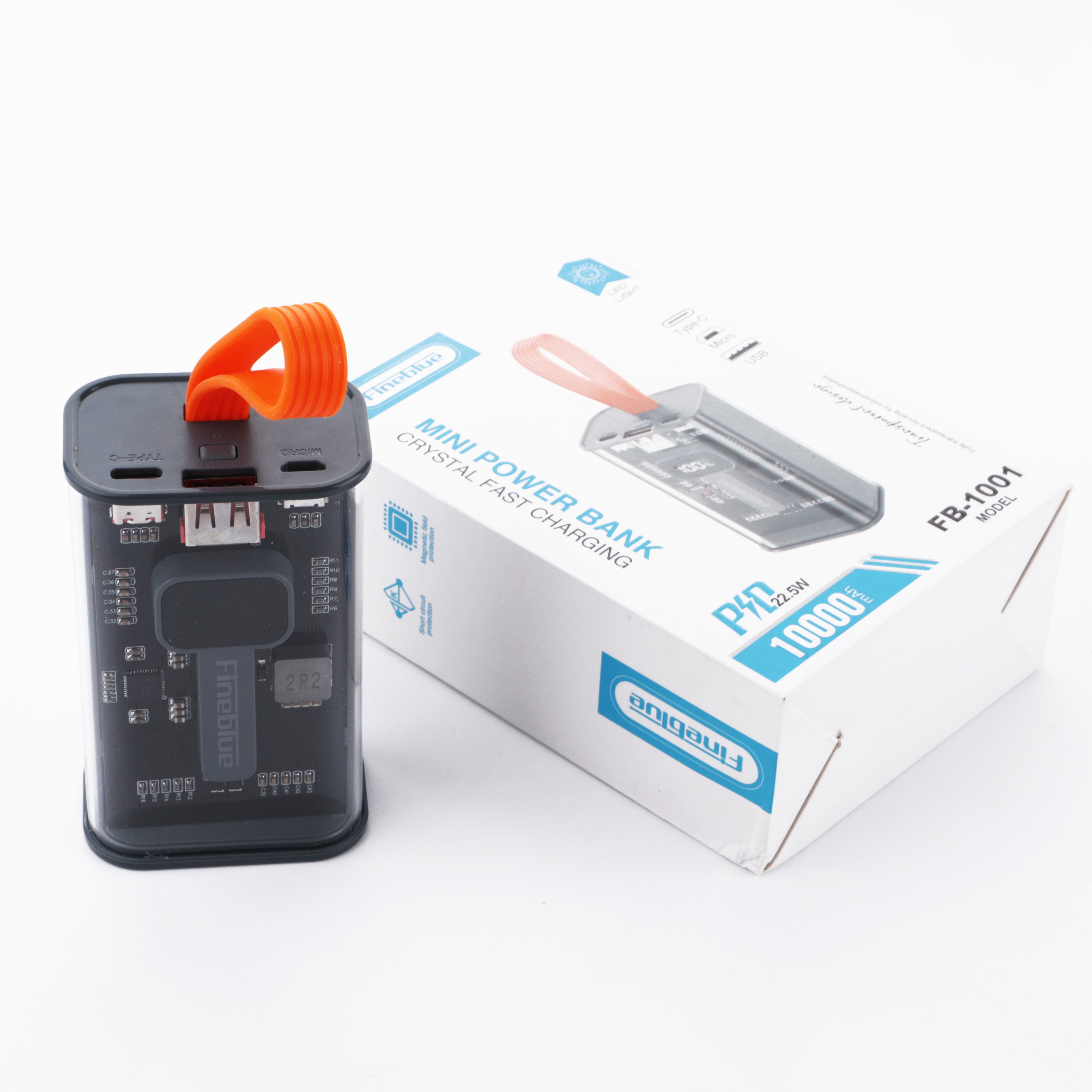 Fineblue FB-1001 Led Işıklı Mini Crystal Powerbank 10000 mAh
